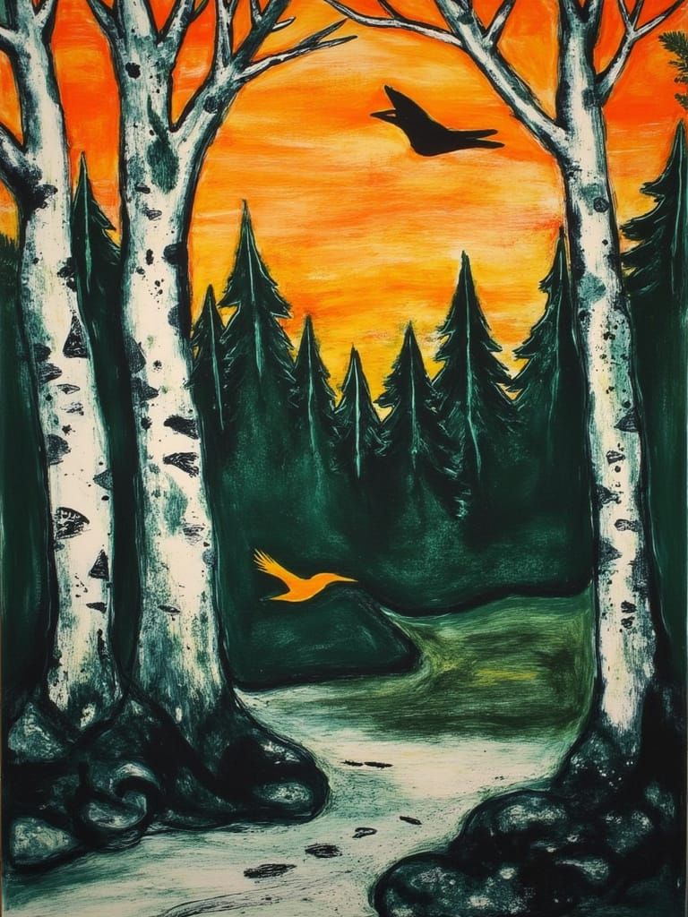 Mystical Forest Scene in West Coast Style