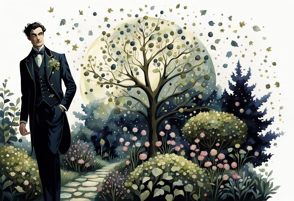 Fae Gentleman Paints Moonlit Garden with Sparkles