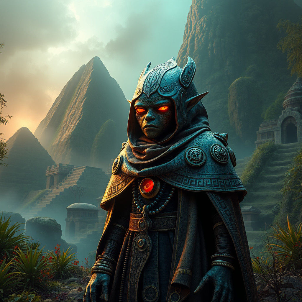 Peruvian Alien in Lost Inca City, Digital Matte Painting