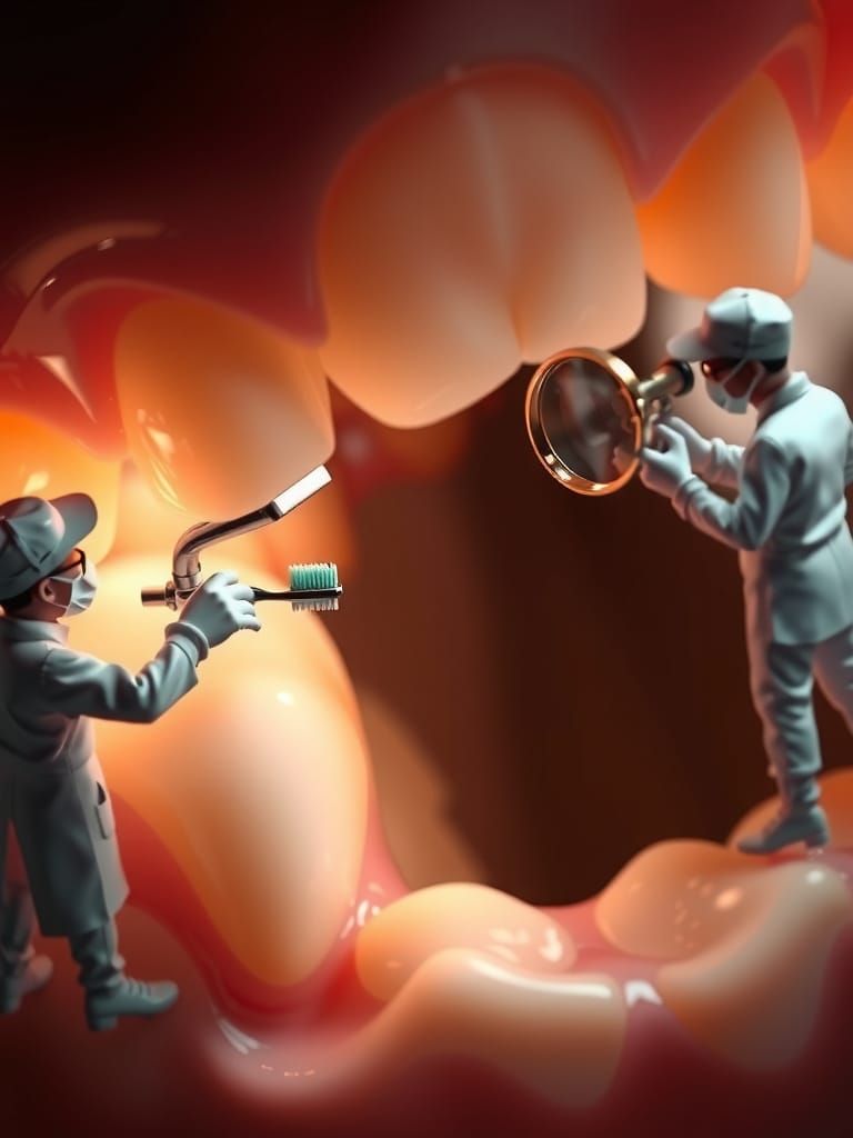 Hyper-Realistic Dental Scene with Lifelike Miniature Dentist...