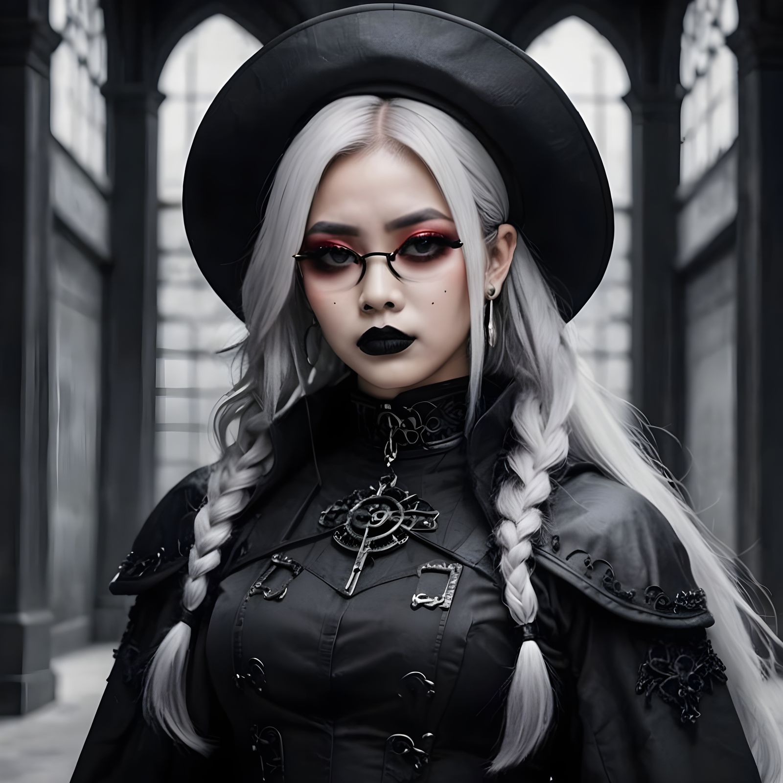 Emo goth young girl  filipina pinay marano wearing  glasses,...