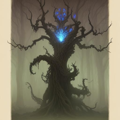 Intricately Detailed Tree Demon Illustration