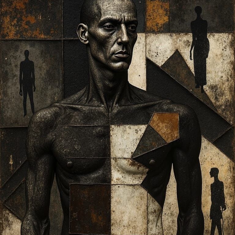 Geometric Abstraction: Masculine Portrait in Conflicting Tex...