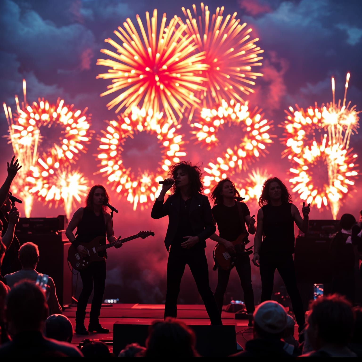 Glam Rock Bonfire on NYE 1984: Electric Concert Under Starry...