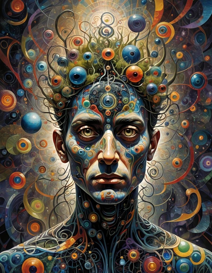 Psychedelic Vision of a Multi-Dimensional Humanoid