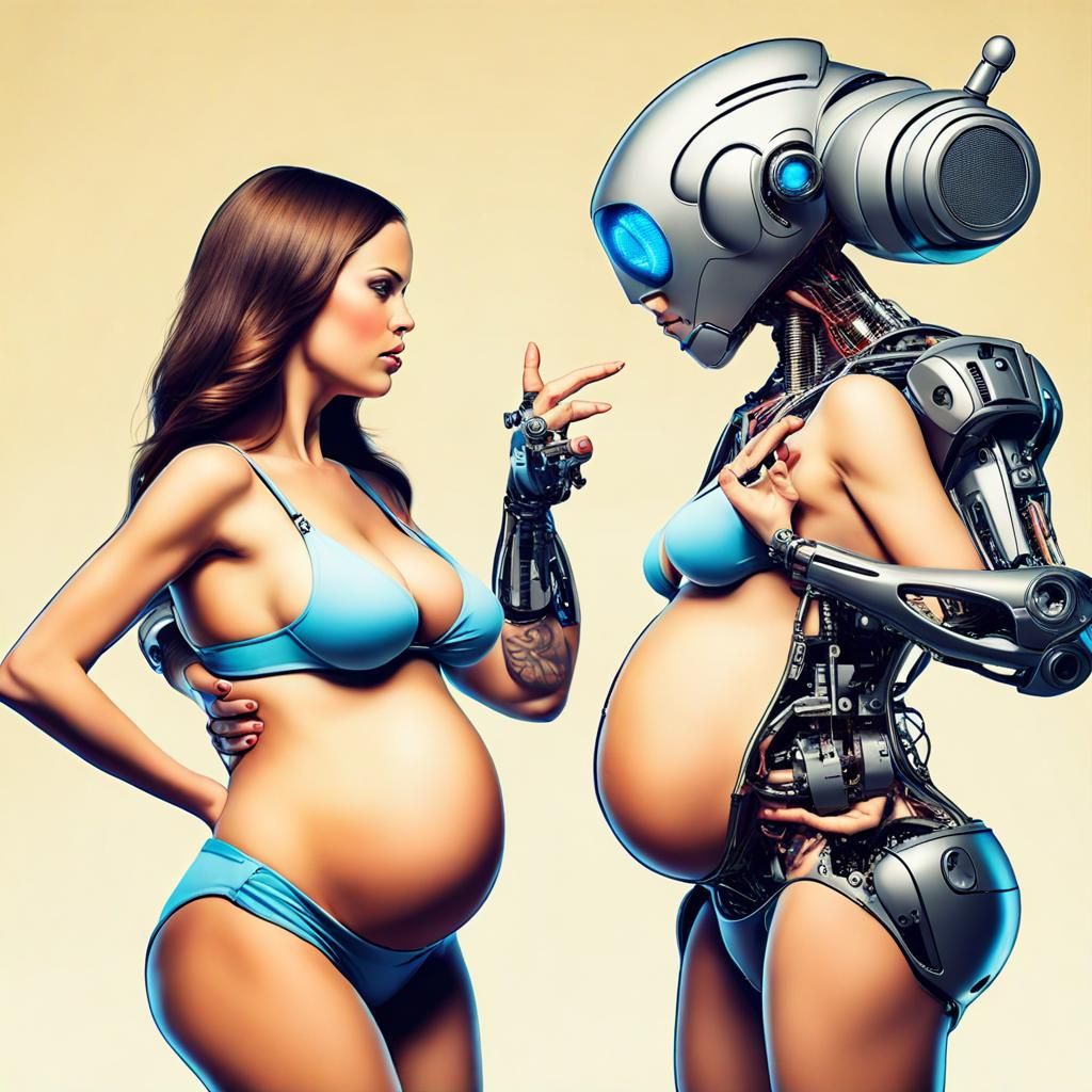 Pregnant Woman's Argument with Robot Minks