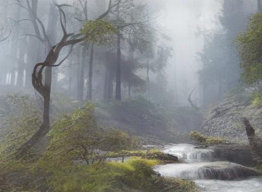 Dramatic Wolf Hunt in Fantasy Forest, Matte Painting