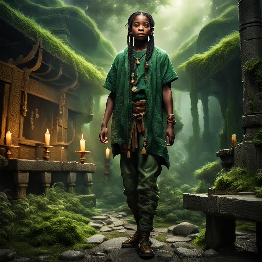 Fierce Hobbit Woman in Ethereal Fantasy Style