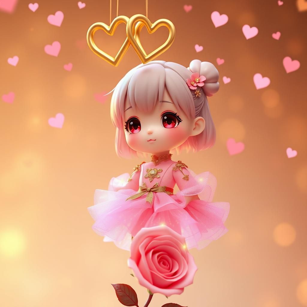 Charming Chibi in Pink: A 4D Digital Rendering