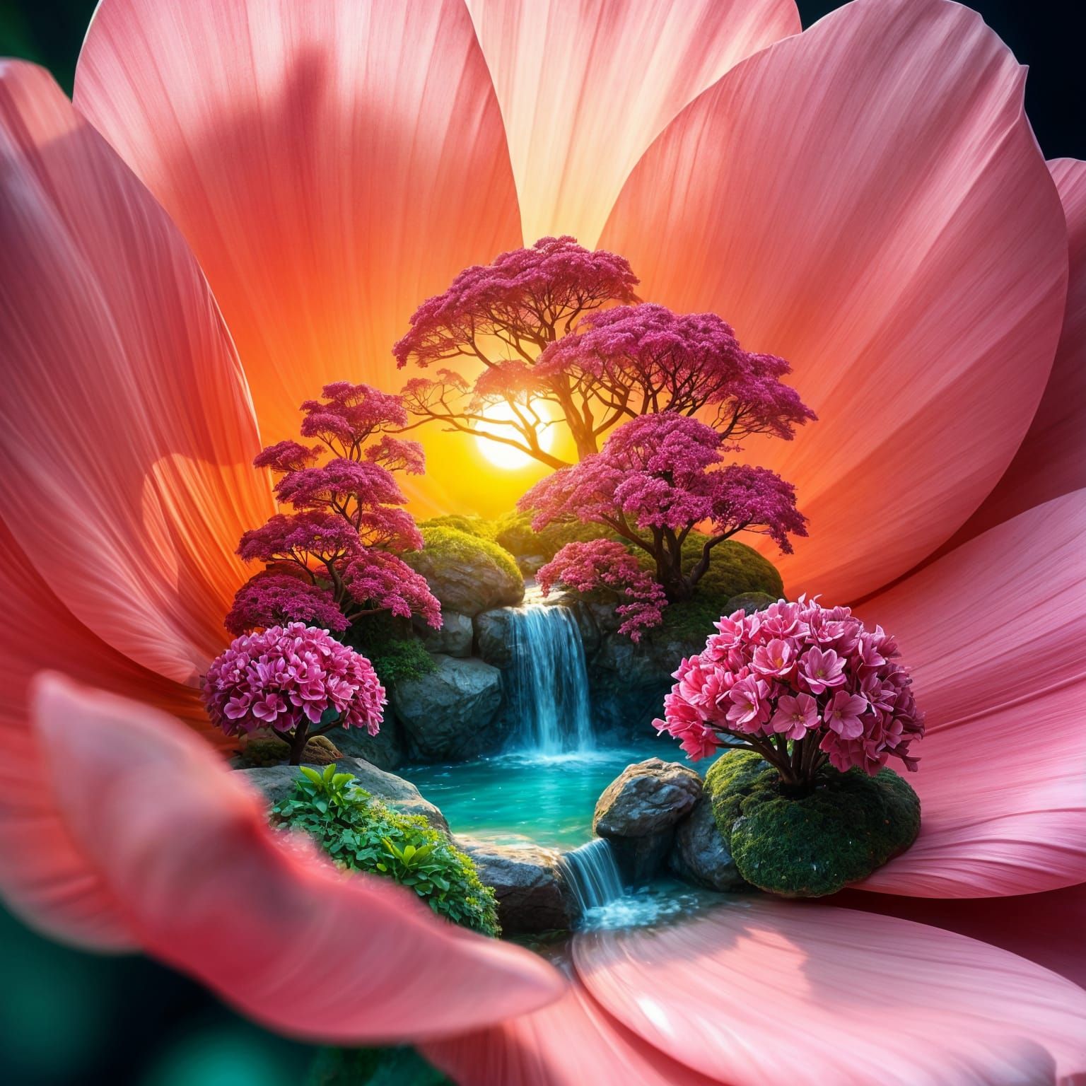 Surreal Macro Flower with Miniature World