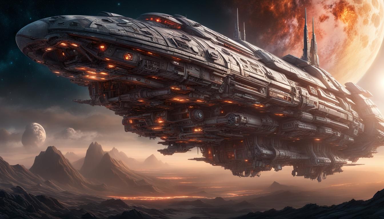 Epic Sci-Fi Spaceship in a Galaxy