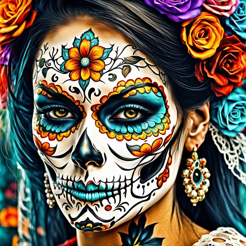 Day of the Dead Woman with Calavera Makeup