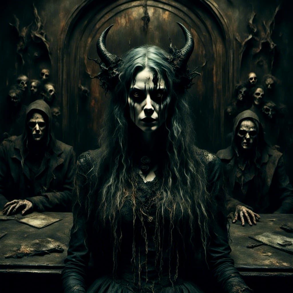 Devilish Woman at Hell's Reception Desk