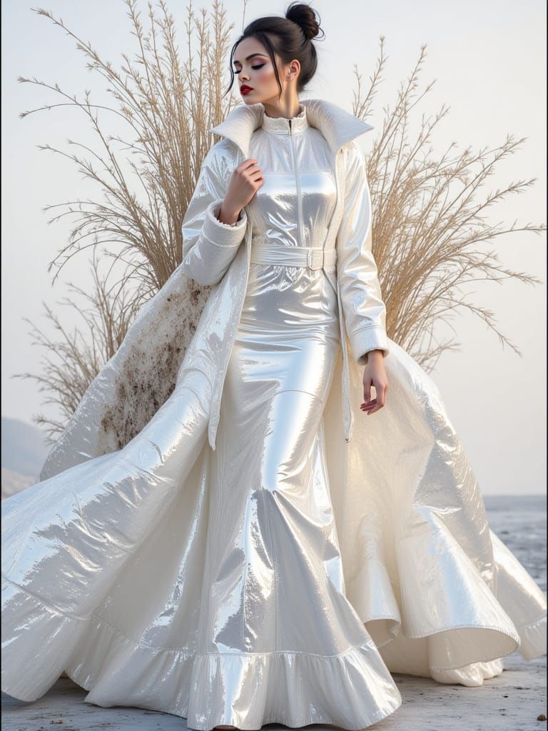 Futuristic Fashion in Abandoned Desert Landscape