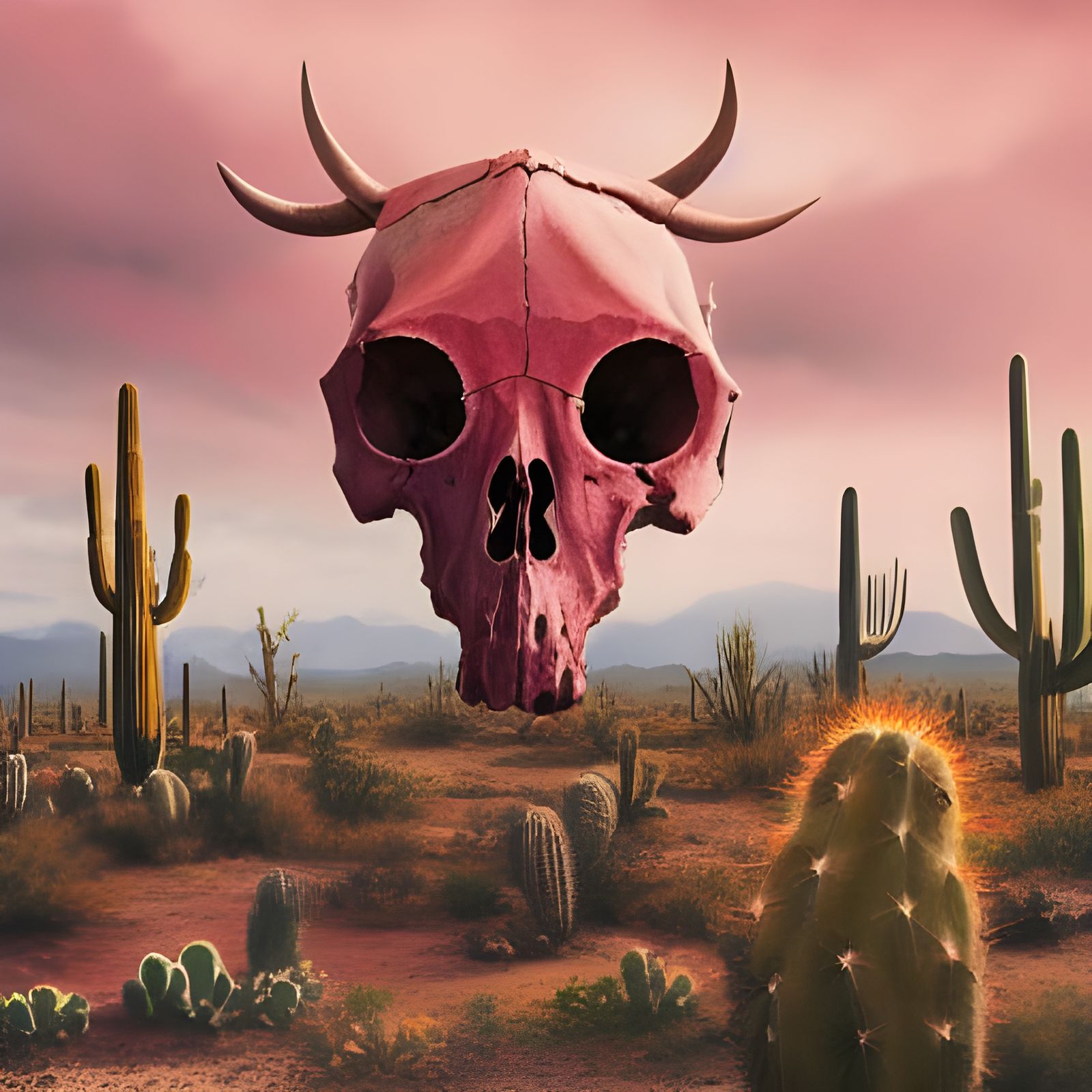 Psychedelic Post-Apocalyptic Desert Landscape in Dark Fantas...