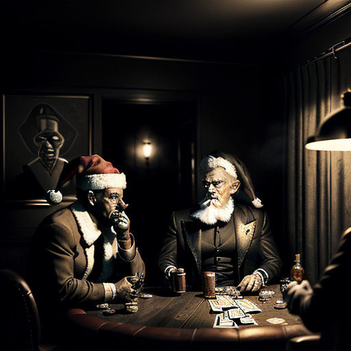 Surreal Film Noir Scene of Elves in a Smoky Speakeasy Backro...