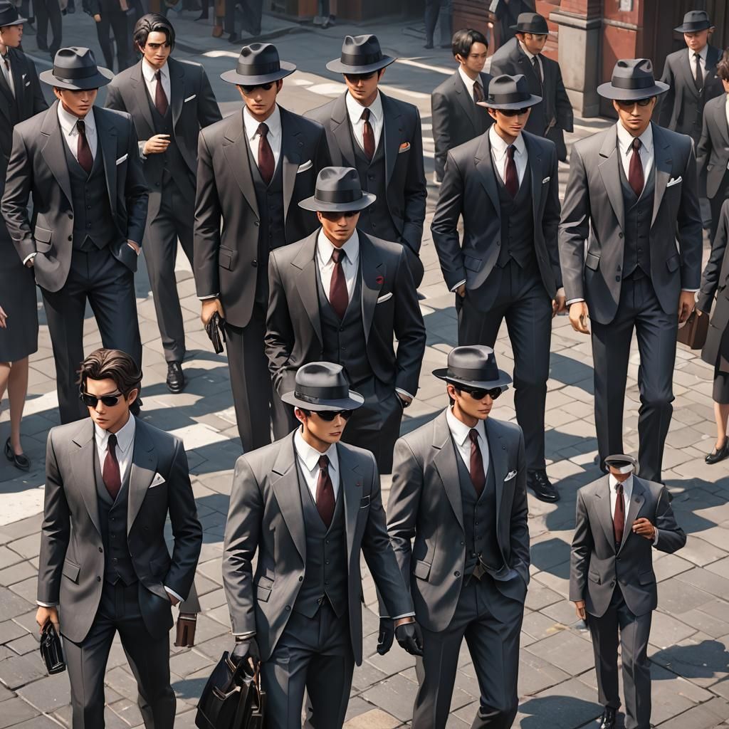 Detailed 3D Anime Mafia Outfit Art