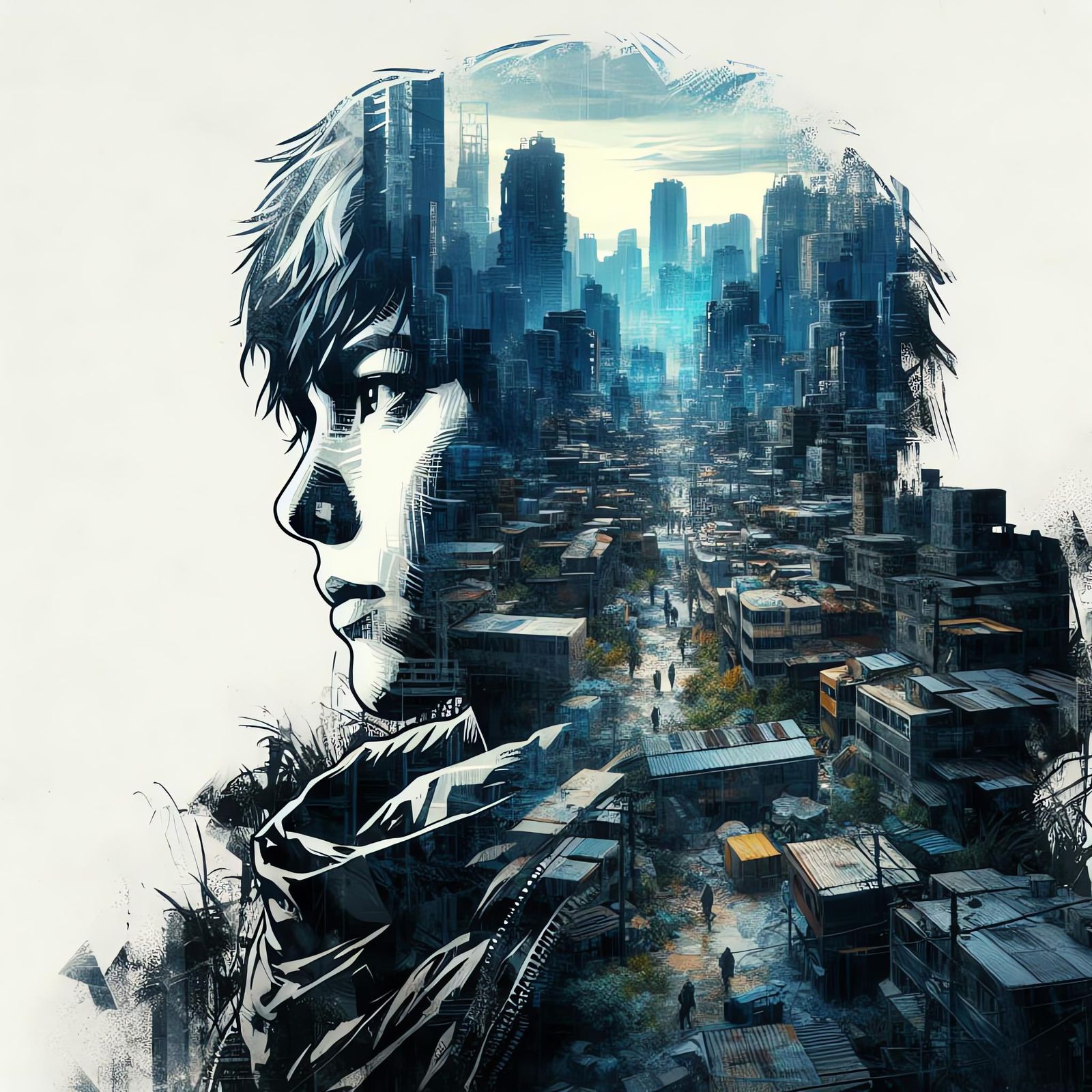 Post-Apocalyptic Scavenger Portrait in Manhwa Style