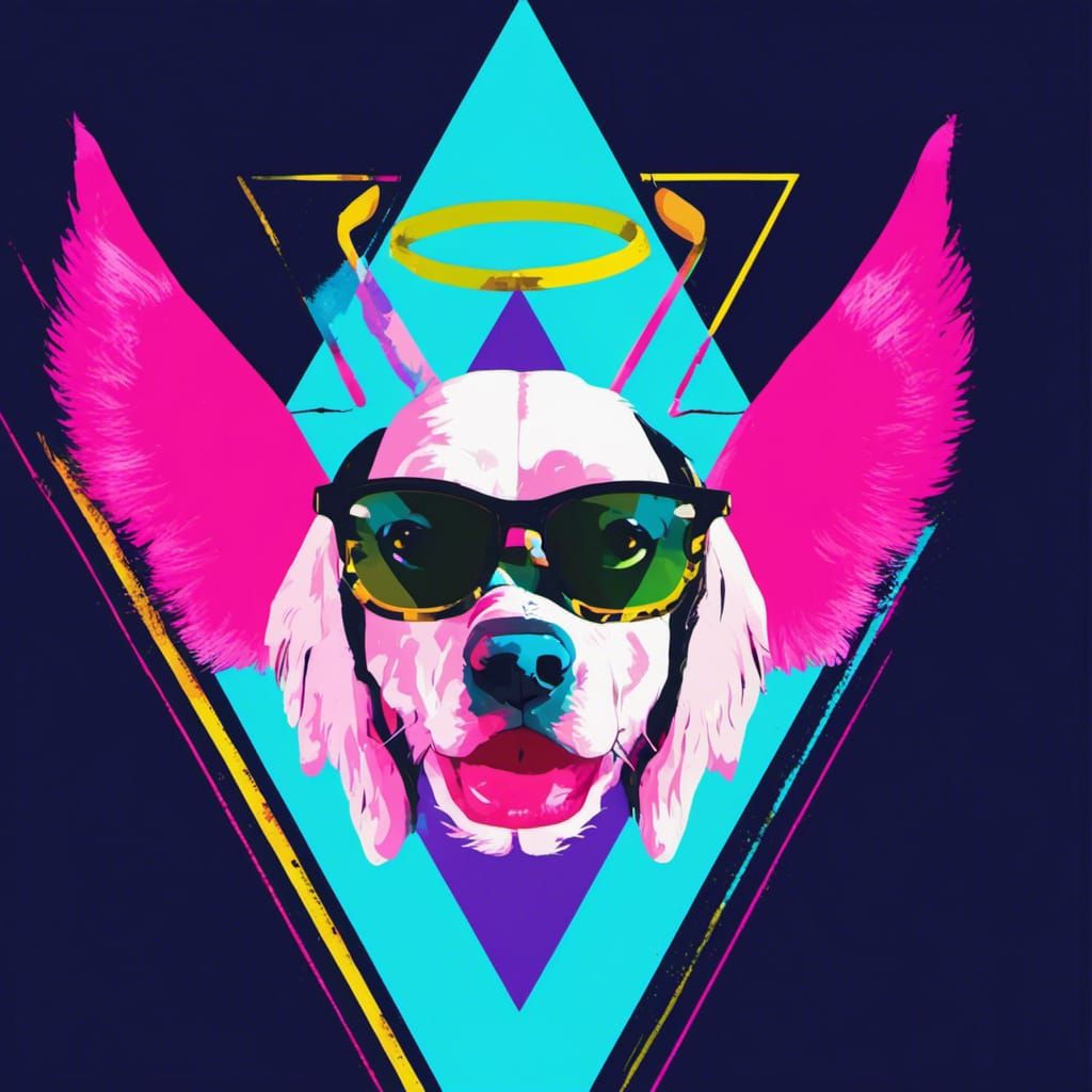 Dual Angel Demon Dog in Pop Art Style