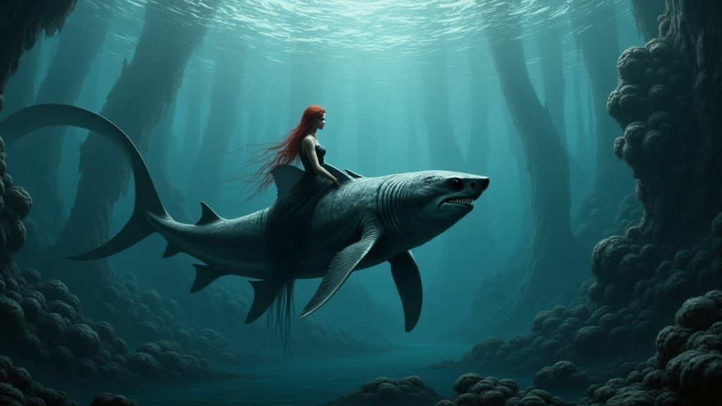 Atlantis Shark Rider in Rococo Style