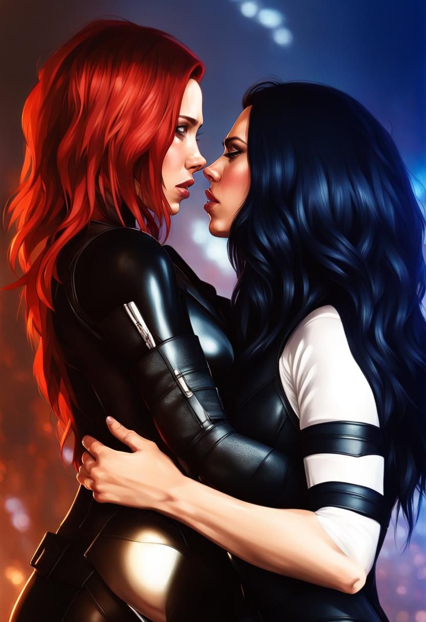 Black Widow and Psylocke: Hyperdetailed Art Portrait