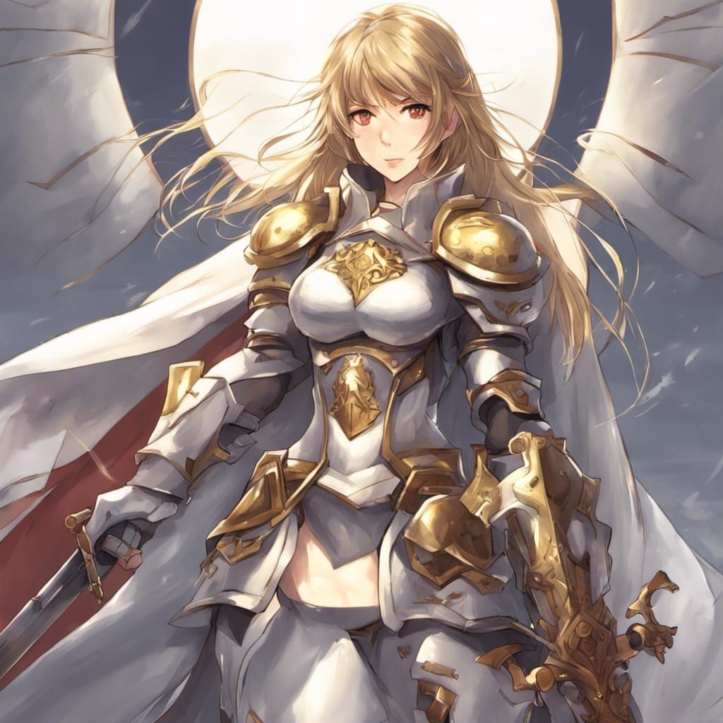 Anime Style Female Paladin with Holy Sword