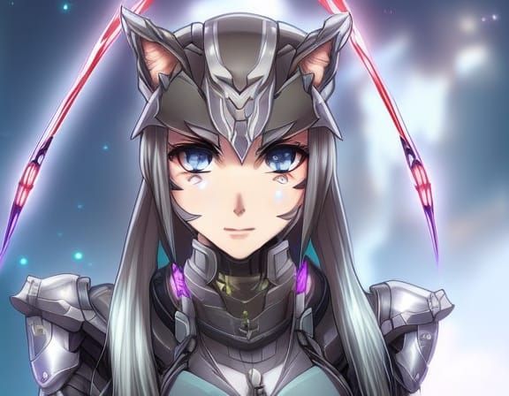 Sci-Fi Anime Cat Girl Mecha Illustration