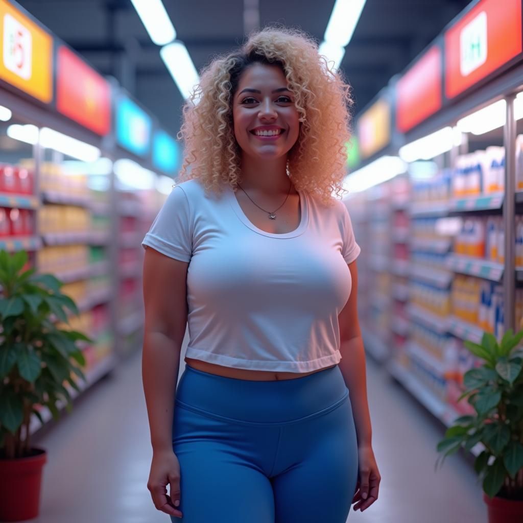 Woman in Futuristic Walmart, Digital Art