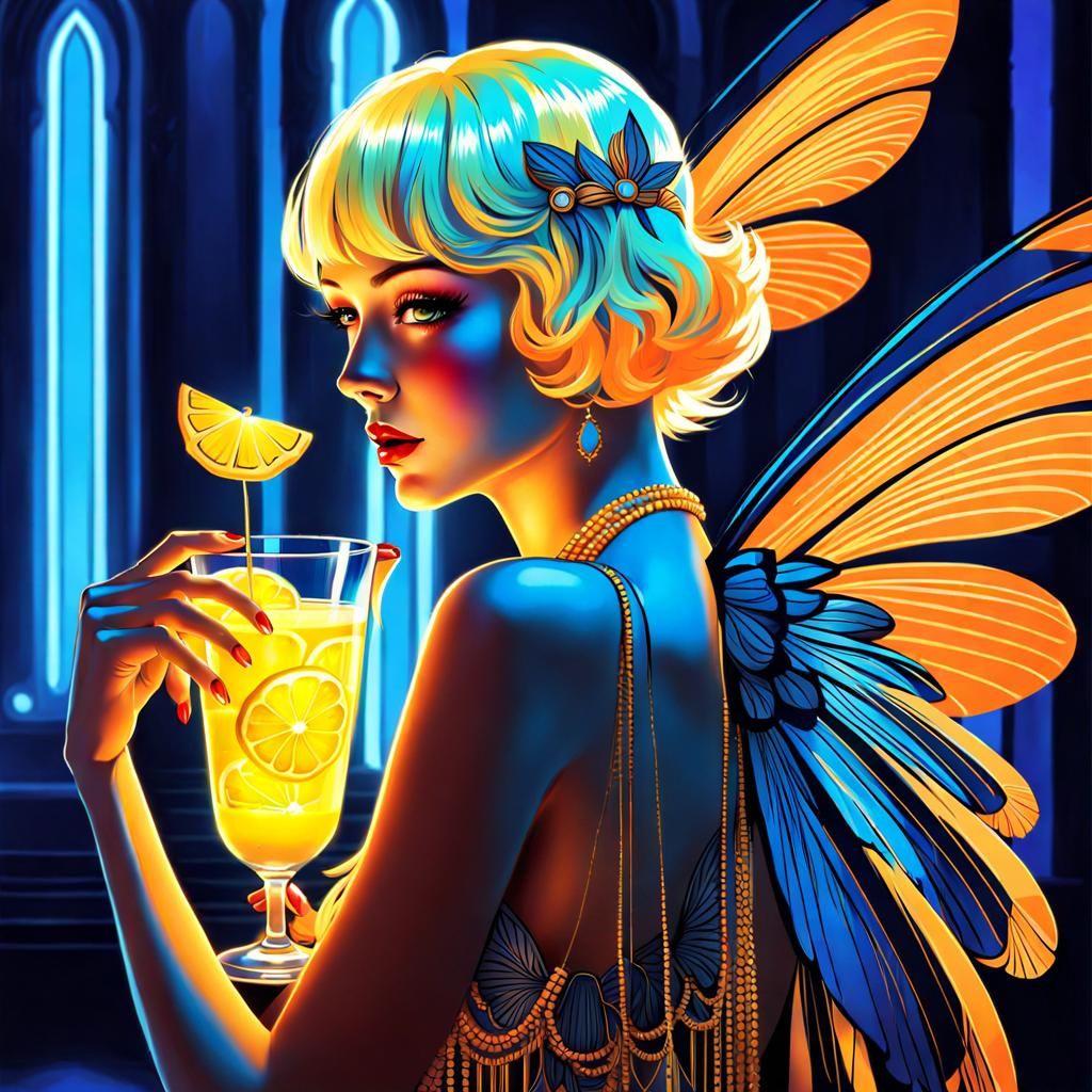 Art Deco Fairy Flapper with Lemonade