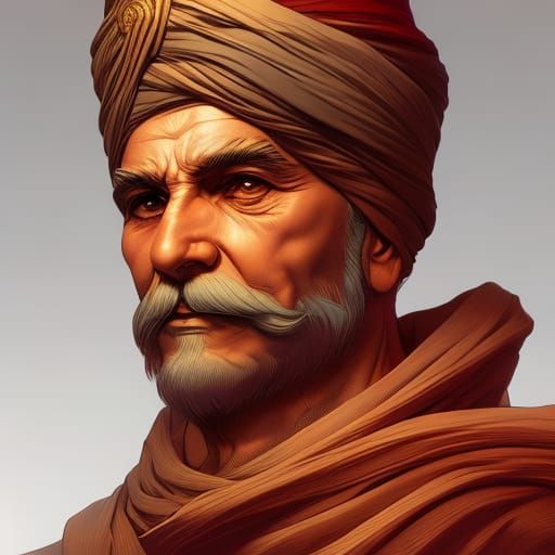 Wise Old Man Portrait in Hyperdetailed Style