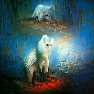 Arctic Fox in Surreal Landscape
