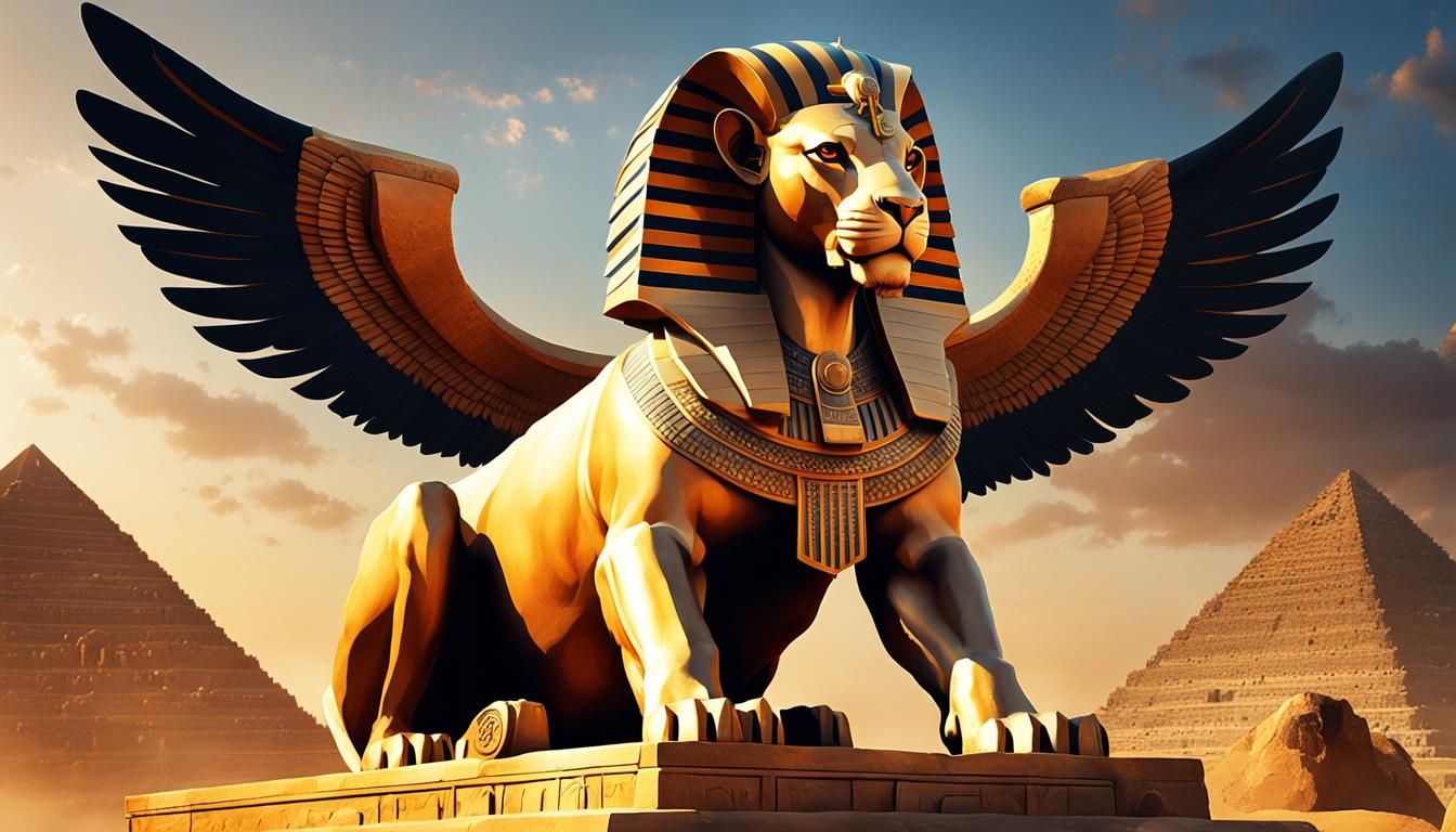 Sphinx of Ancient Wonders in Saharan Sunset