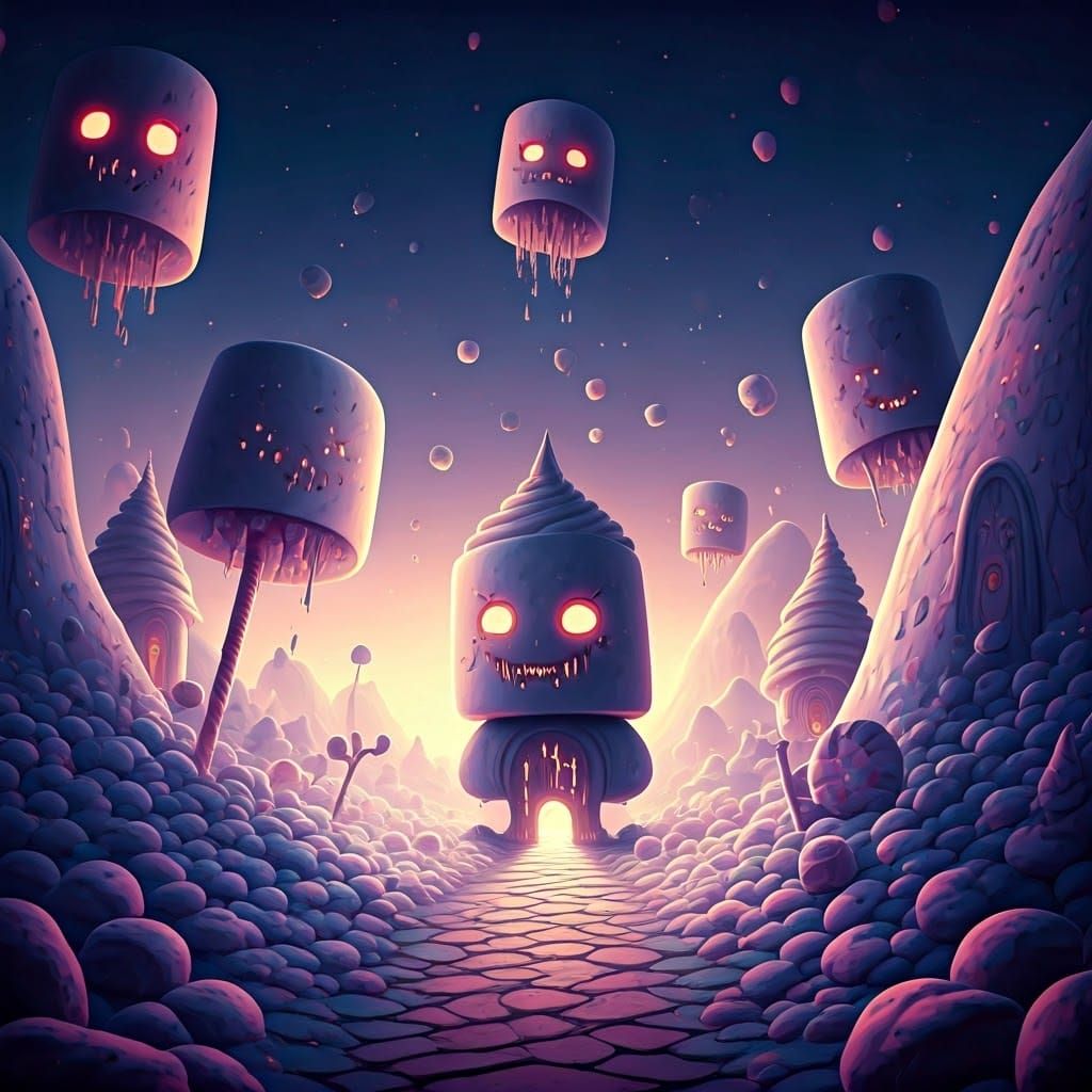 Marshmallowpunk World with Sinister Marshmallow Characters