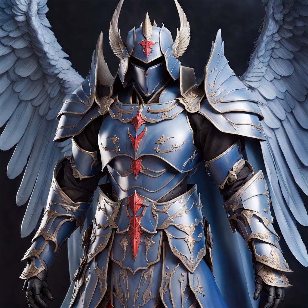 Archangel Warrior in Dark Blue Gradient Armor