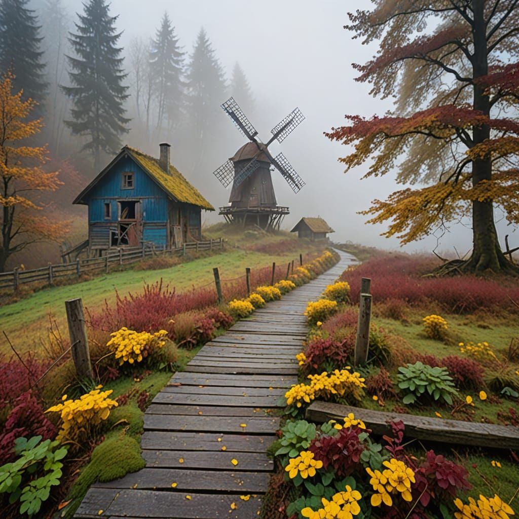Ethereal Abandoned Swiss Shack in Autumnal Fog
