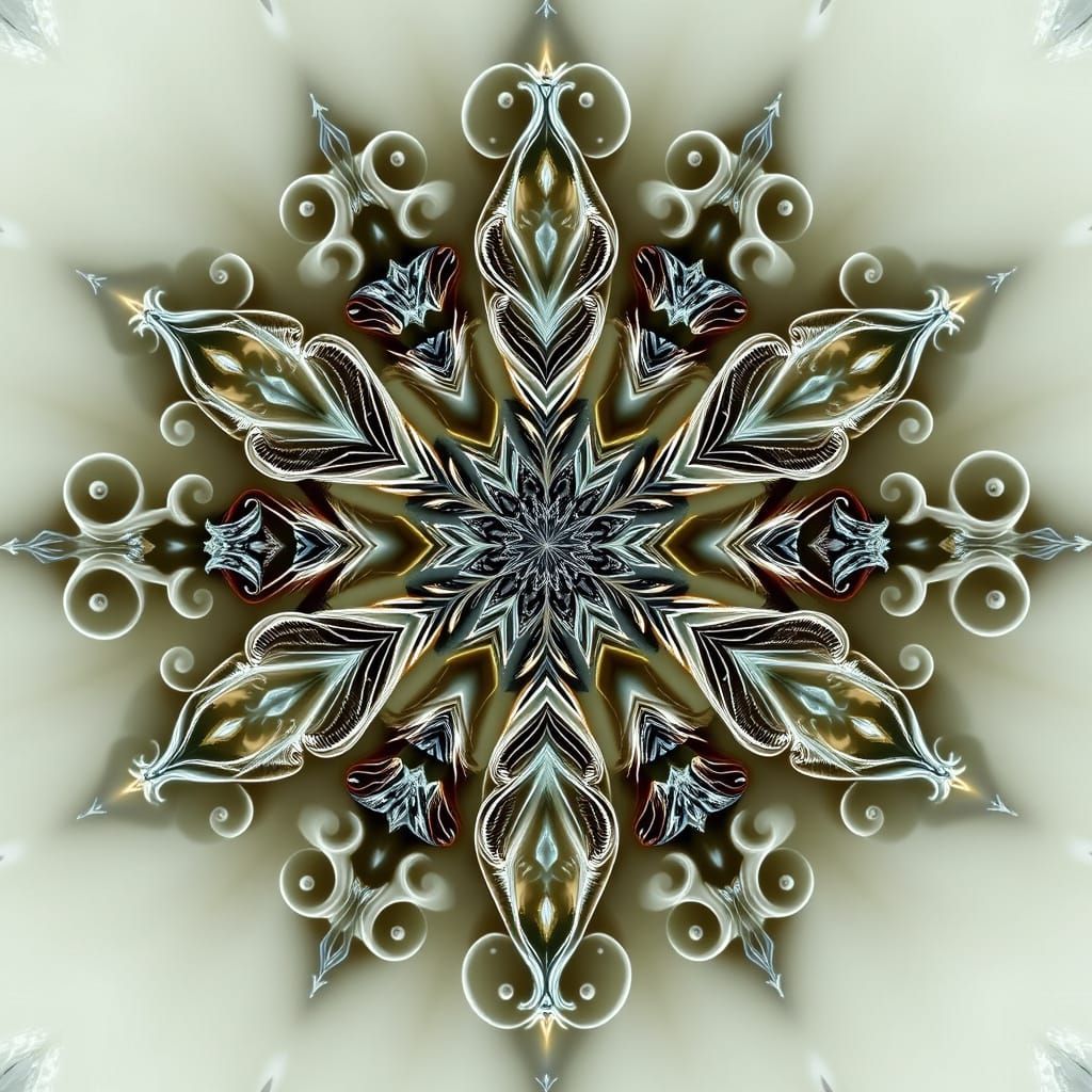 Fractal Snowflake in Dreamlike Digital Art