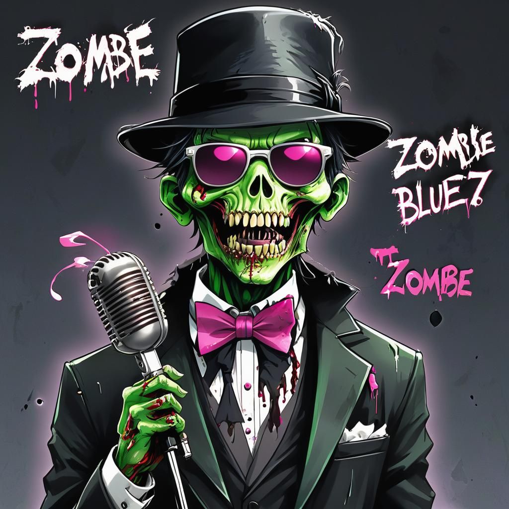 Anime Zombie Singer with Microphone