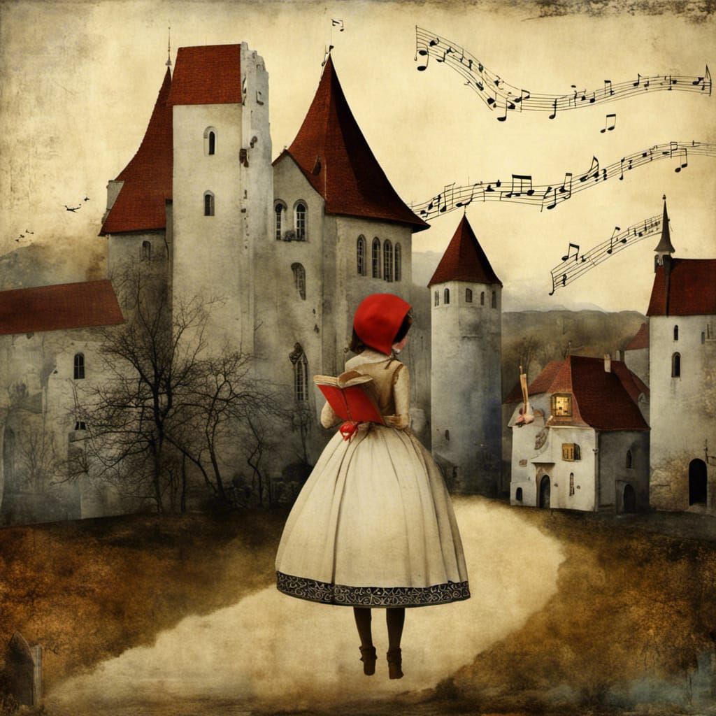 Evening in Medieval Town: Collage by Welz-Stein