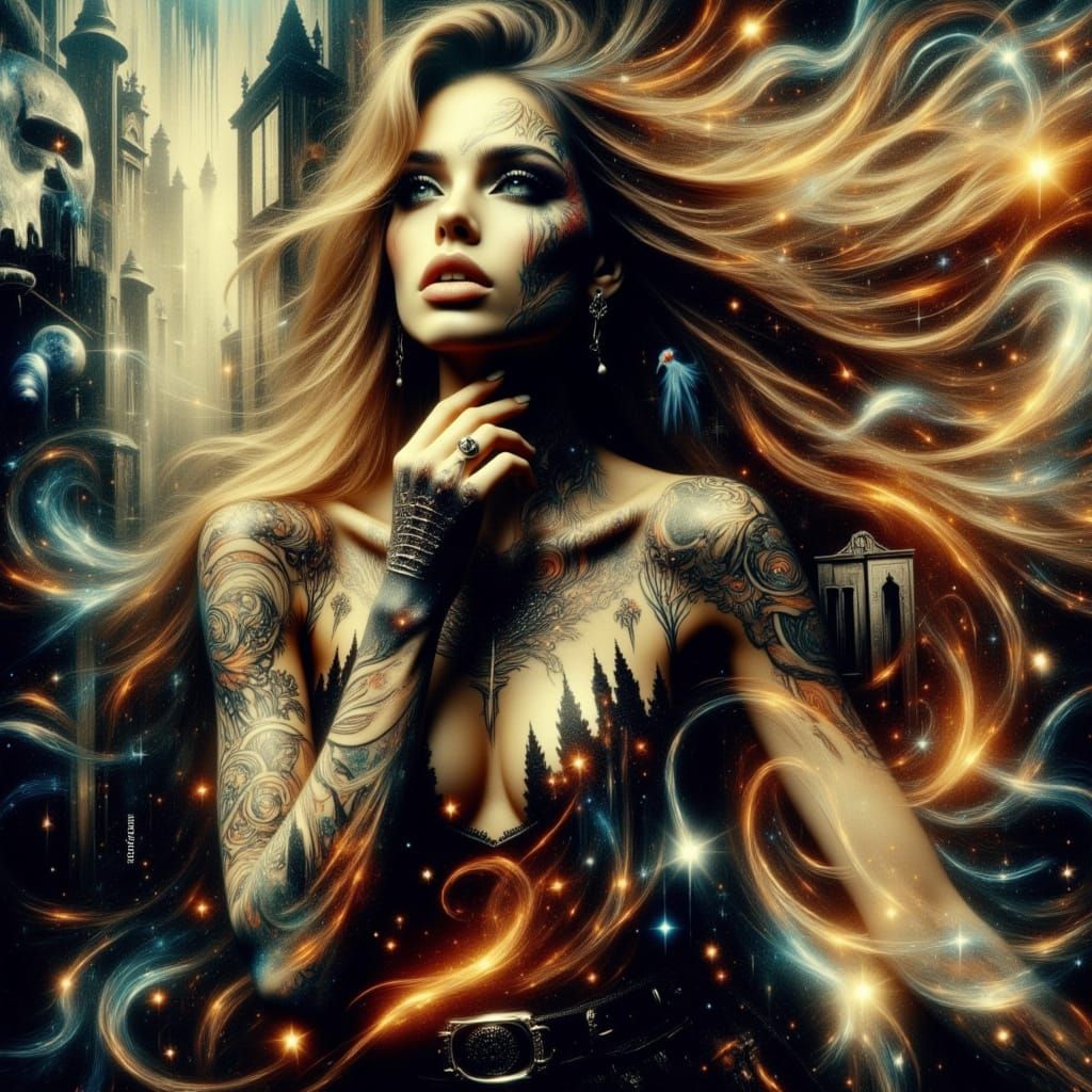 Surreal Gothic Goddess with Elegant Horror