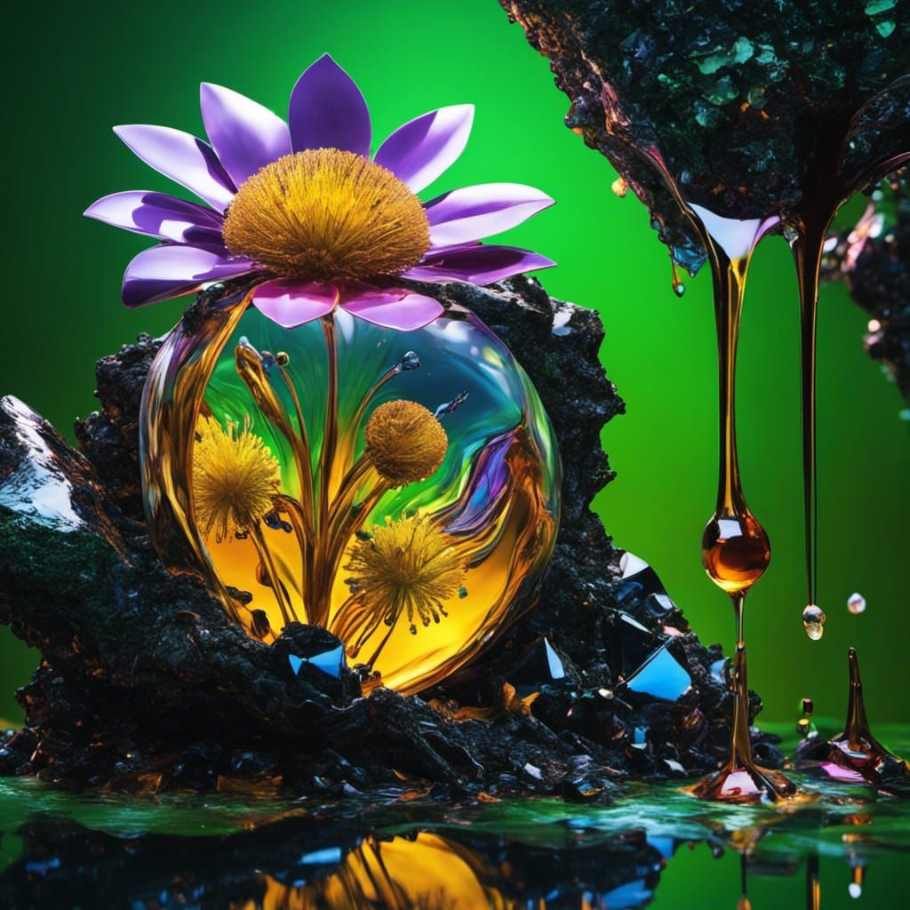 Glass Tiger on Sapphire Rock: Dripping Graffiti Art