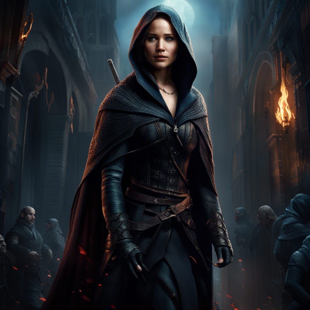 Dark-Haired Woman with Tattoos in Fantasy Art Style