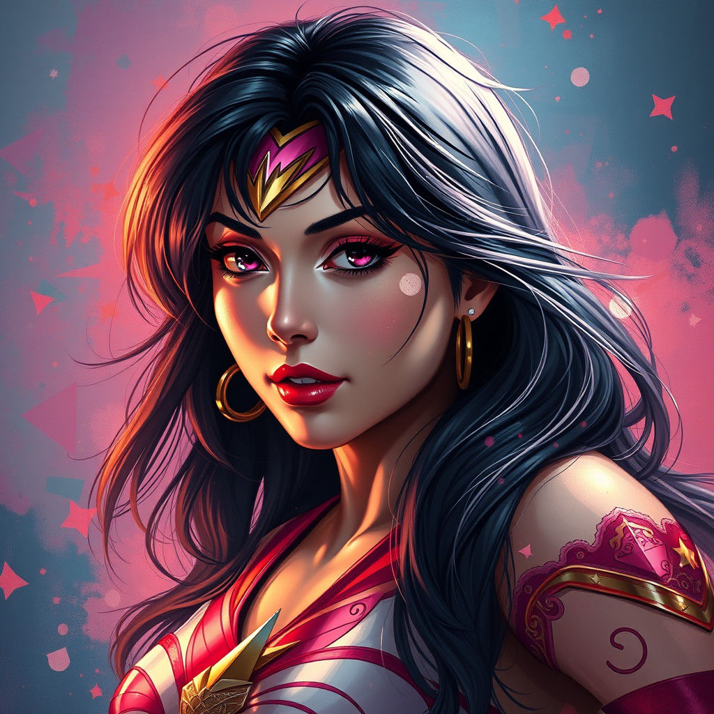 Hyperrealistic Sailor Mars Splash Art Portrait