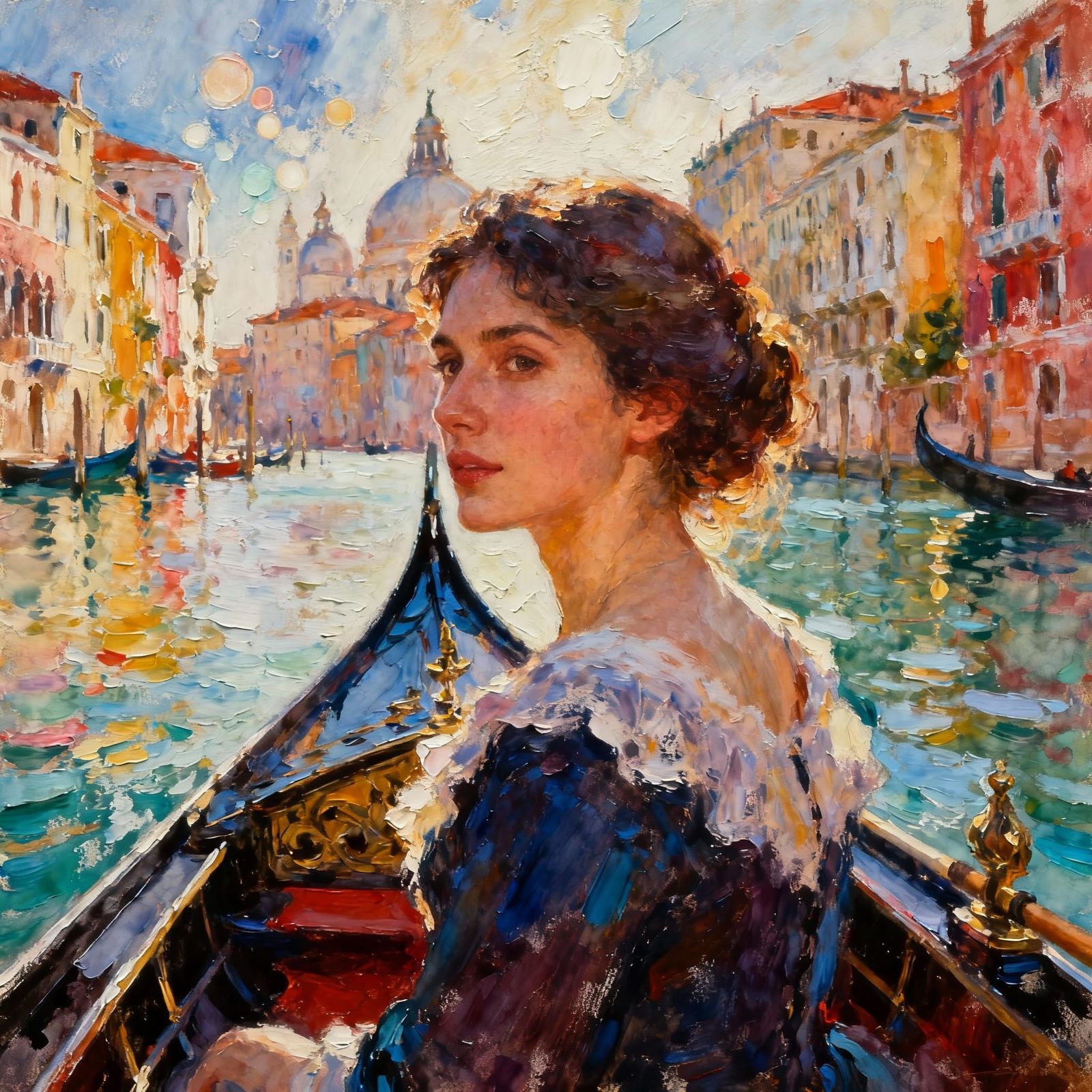 Venetian Gondola Ride in Gouache Style