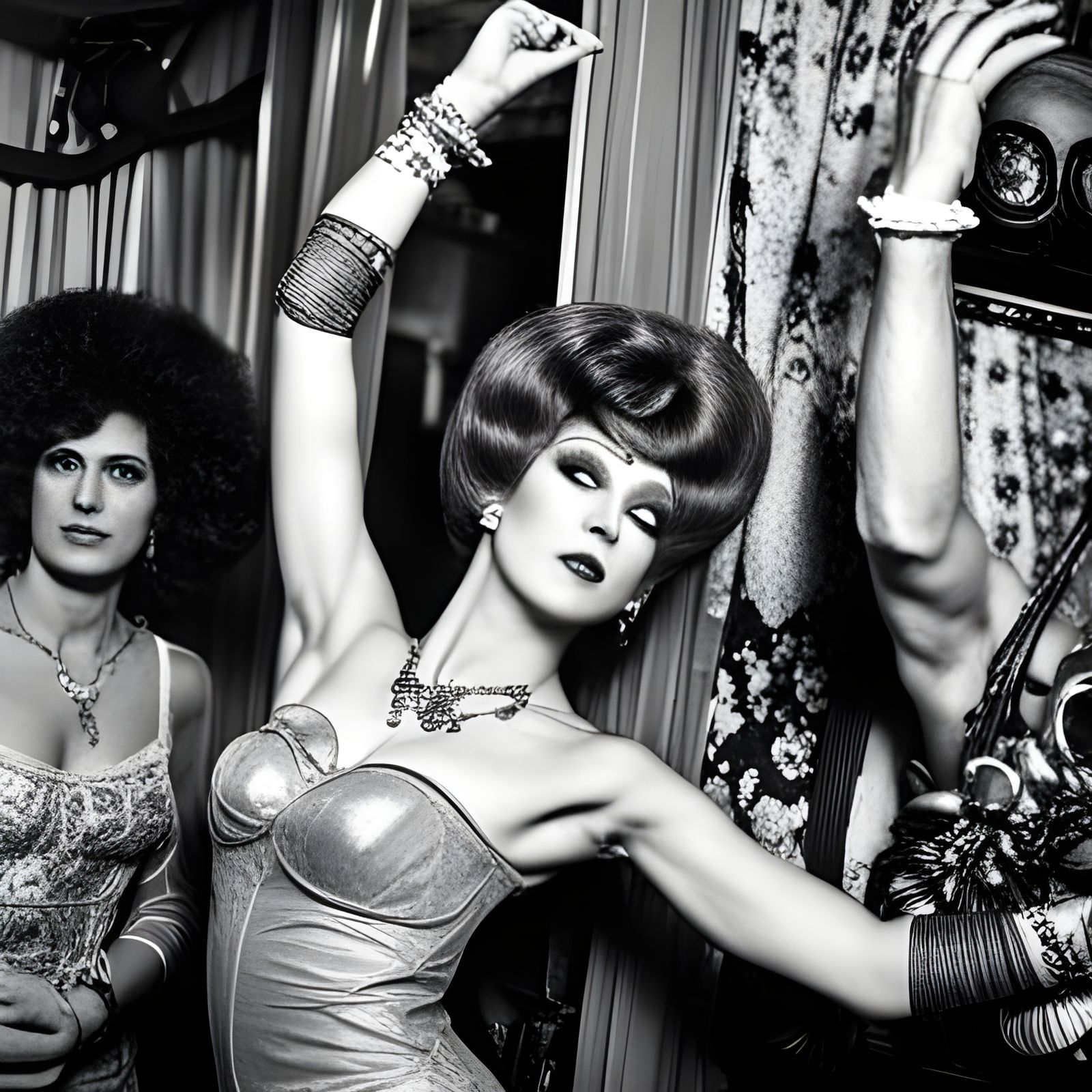 Colorful Drag Queens Dancing in Seventies Bar