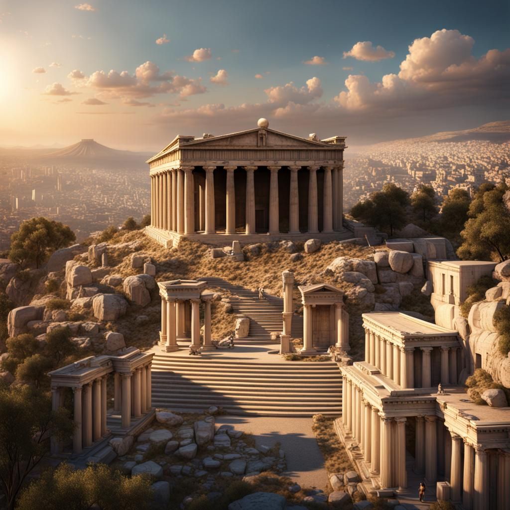 Athens with Athena Parthenos: Fantasy Concept Art