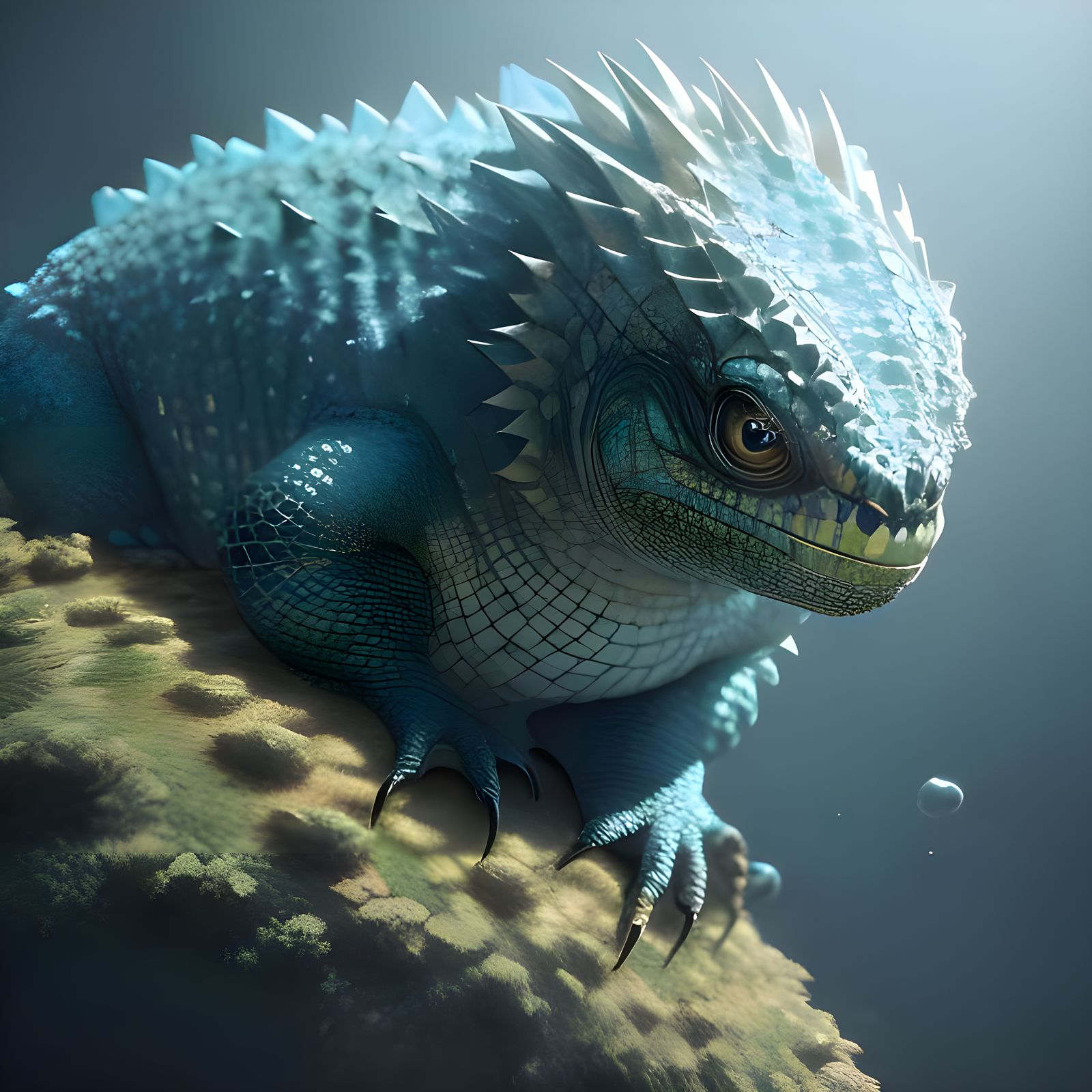 Adorable Furry Reptile: Pixar-Style 3D Concept Art