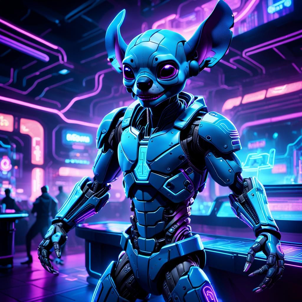 Cyberpunk Dancer in Neon Lit Nightclub