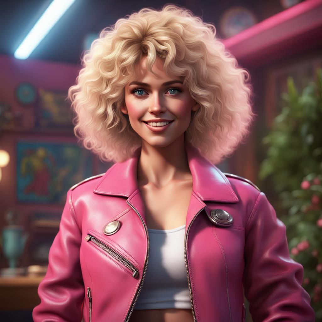 1980s Valley Girl Portrait in Detailed Digital Art