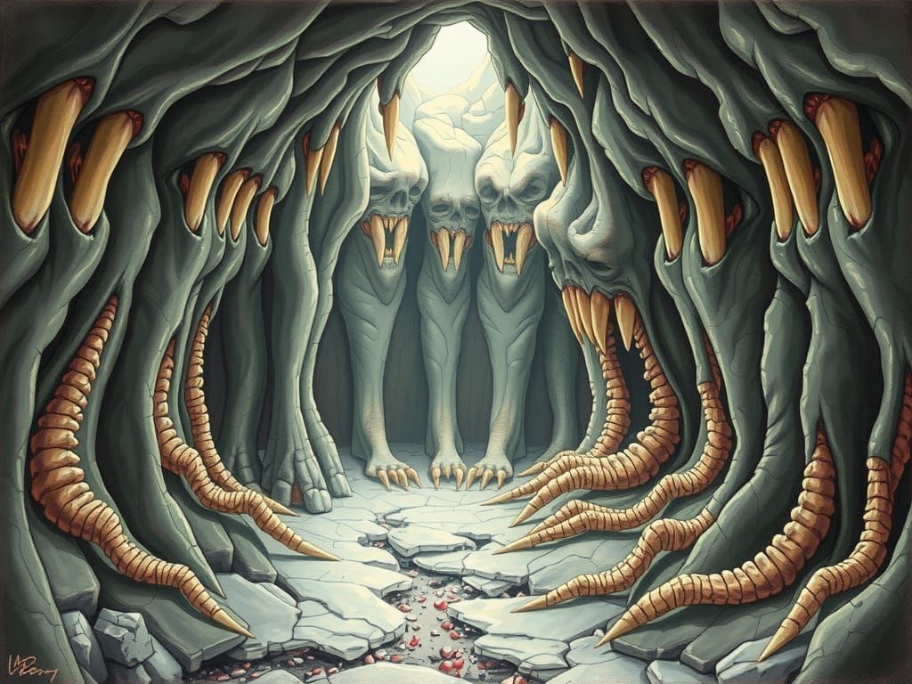 Surreal Alien Flesh Cave in Dark Fantasy Style