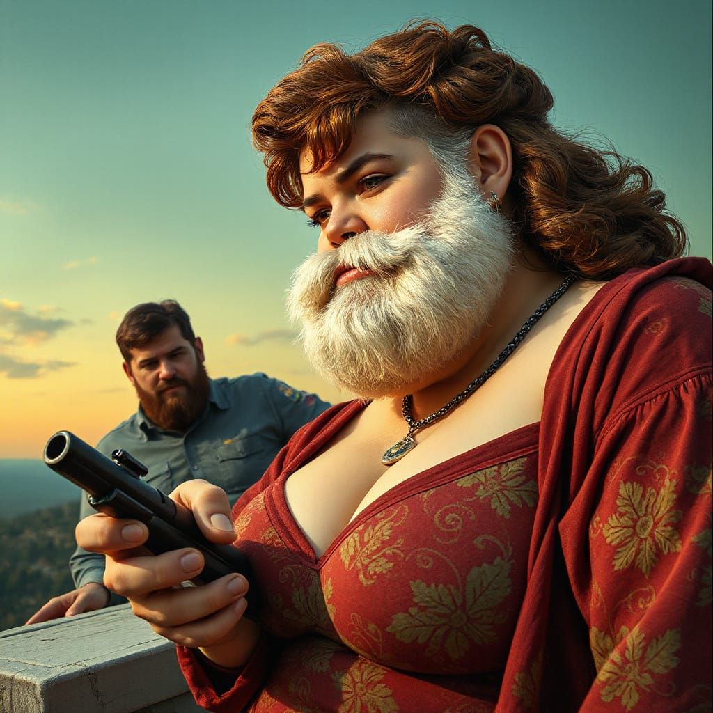 Dwarven Warrior Woman with Mullet in Comic Book Style